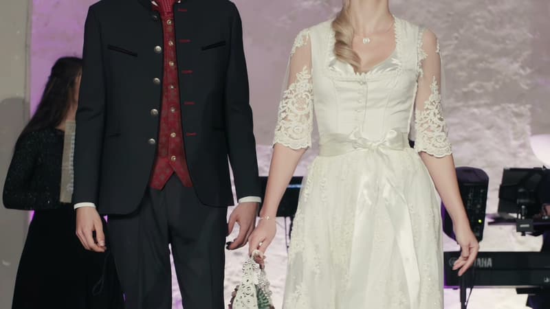 Brautpaar in Tracht bei der Modenschau